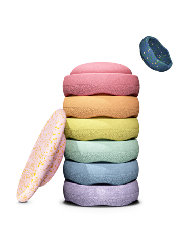 Stapelstein Rainbow Pastel 6 stuks met Balansbord