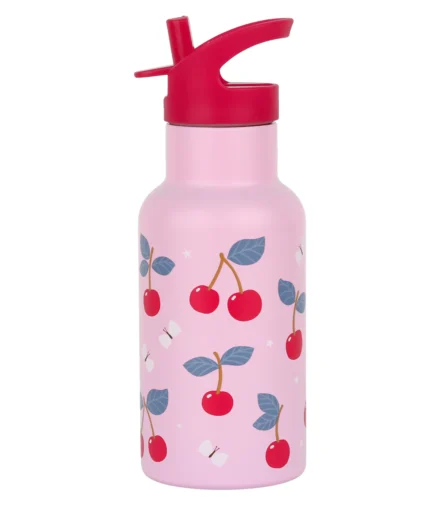 A Little Lovely Compagny RVS Drinkfles Kersen