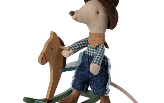 Maileg  Cowboy Muis op Hobbelpaard - Kleine Broer - Afbeelding 2