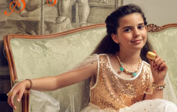 Souza for Kids Jurk Dorianne - Wit/Goud - Afbeelding 4