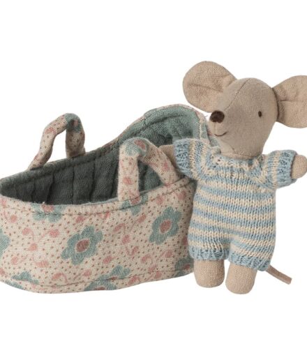 Maileg Babymuis in Draagmand - Blauw